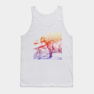 Horse Standing in a Stable By Jean Bernard Brightfully Edited Tank Top